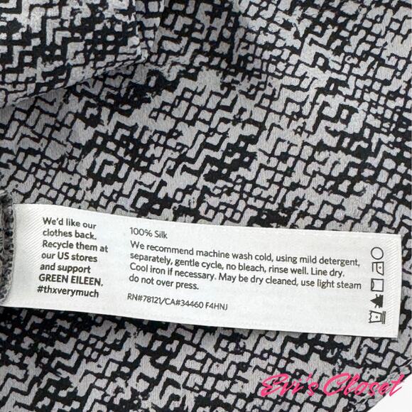 Eileen Fisher Women's Tank Sz M. Grey Scoop Neck Roadster Print Silk Crepe. - Picture 6 of 7